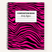 Hot-roze en Black Zebra Stripe samenstelling Notitieboek (Voorkant)