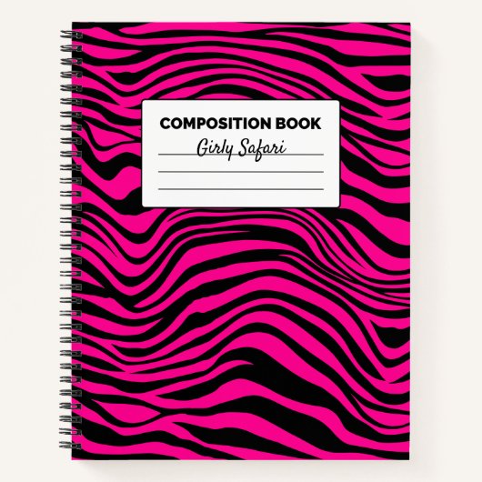 Hot-roze en Black Zebra Stripe samenstelling Notitieboek (Voorkant)