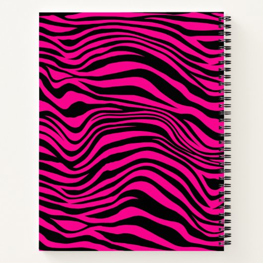Hot-roze en Black Zebra Stripe samenstelling Notitieboek (Achterkant)