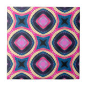 Hot roze en blauw Abstract geometrisch patroon Tegeltje (Voorkant)