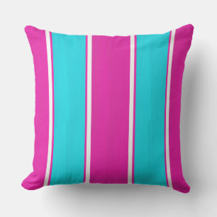 Hot Roze en Blauw Cabana Stripes Sierkussen