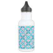 Hot-roze en blauw geometrisch patroon waterfles (Links)