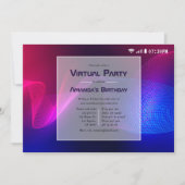 Hot=Roze en Blauw Virtual Glow Verjaardagsfeest Kaart (Voorkant)