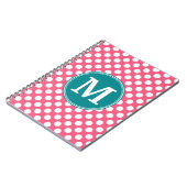 Hot-roze en Blauwgroen poka-punten met aangepast m Notitieboek (Linkerzijde)
