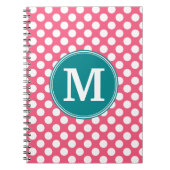 Hot-roze en Blauwgroen poka-punten met aangepast m Notitieboek (Voorkant)