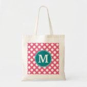 Hot-roze en Blauwgroen poka-punten met aangepast m Tote Bag (Voorkant)