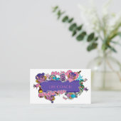 Hot-roze en blue Life skills cartoon sticker Visitekaartje (Staand voorkant)