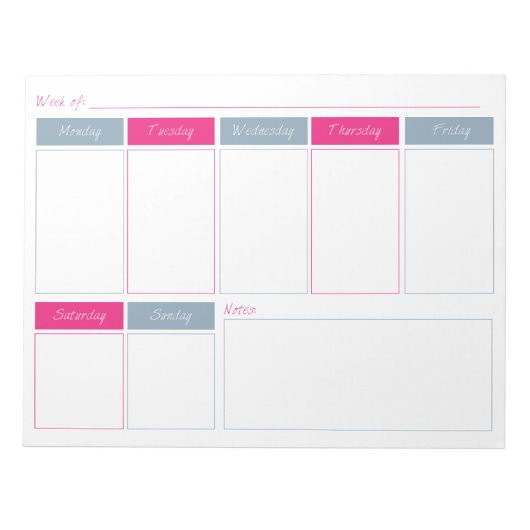 Hot-roze en Blue Weekly Planner-out-laptop Notitieblok (Voorkant)