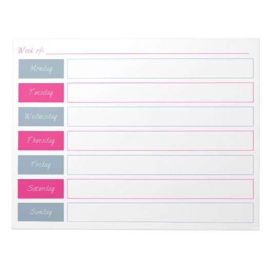 Hot-roze en Blue Weekly Planner-out-laptop Notitieblok (Voorkant)