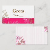 Hot-roze en bruine tafelkaarten plaatskaartje (Voorkant / Achterkant)