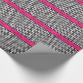 Hot-roze en Chevron ZigZag, aangepaste Birthday Gi Cadeaupapier (Hoek)
