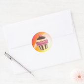 Hot roze en chocolade cupcake stickers (Envelop)