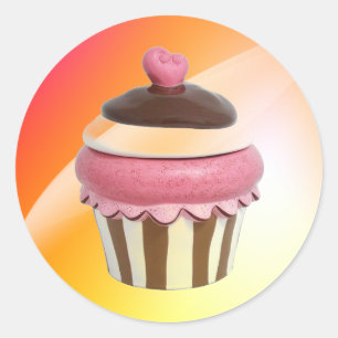 Hot roze en chocolade cupcake stickers