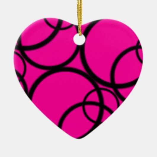 Hot-roze en cirkels keramisch ornament (Voorkant)