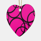 Hot-roze en cirkels keramisch ornament (Links)