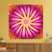 Hot-roze en fractaalventilator canvas afdruk (Insitu (Woonkamer))