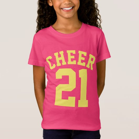 Hot-roze en geel Kind | Sport Jersey Design T-shirt (Voorkant)