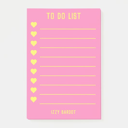 Hot roze en gele to-do lijst post-it® notes (Voorkant)