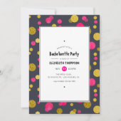 Hot-roze en Gold Confetti Bachelorette Party Kaart (Voorkant)