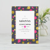Hot-roze en Gold Confetti Bachelorette Party Kaart (Staand voorkant)