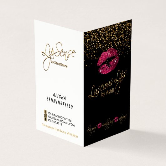 Hot-roze en Gold Confetti Lip Price & Service List Visitekaartje (Buitenkant)