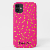 Hot-Roze en Gold Foil look Confetti Case-Mate iPhone Case (Achterkant)