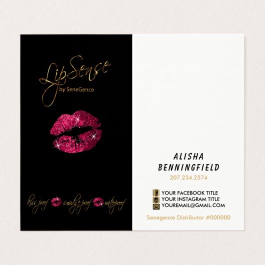 Hot-roze en Gold Lip-prijs en servicelijst Visitekaartje (Buitenkant ongevouwen)