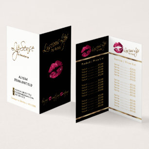 Hot-roze en Gold Lip-prijs en servicelijst Visitekaartje