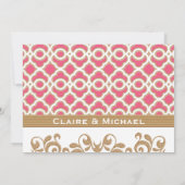 Hot-roze en Gold Moroccan koppels bruiloft Shower Kaart (Achterkant)