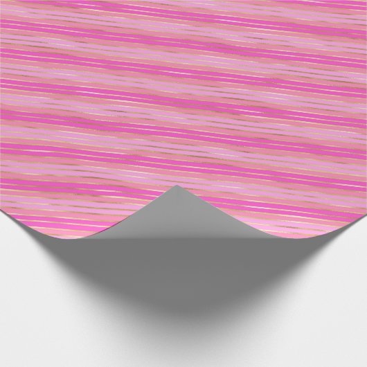 Hot-roze en Gold Stripes Cadeaupapier (Hoek)