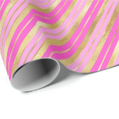 Hot-roze en Gold Stripes Cadeaupapier (Rol Hoek)