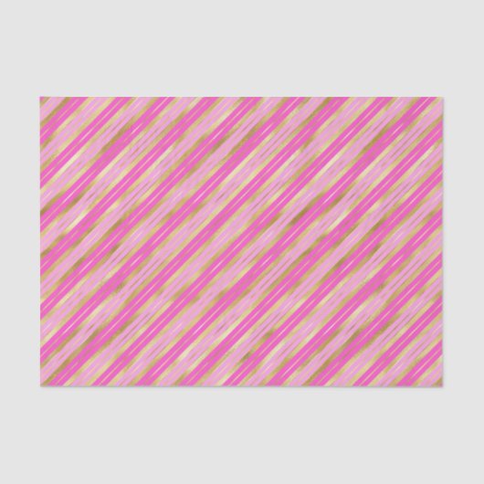 Hot-roze en Gold Stripes Tissuepapier (Voorkant)