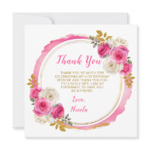 Hot Roze en Goud Elegante Bloemen Verjaardagsfeest