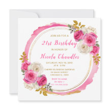 Hot Roze en Goud Elegante Bloemen Verjaardagsfeest