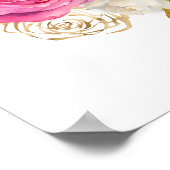 Hot Roze en Goud Elegante Bloemen Verjaardagsfeest Poster (Hoek)