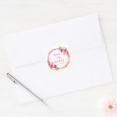 Hot Roze en Goud Elegante Bloemen Verjaardagsfeest Vierkante Sticker (Envelop)
