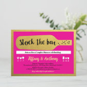 Hot roze en goud voorraad de bar housewarming kaart (Staand voorkant)