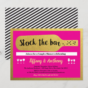 Hot roze en goud voorraad de bar housewarming kaart