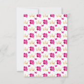 Hot roze en goudbruin haar prinses RSVP kaartje (Achterkant)