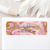 Hot Roze en Gouden Folie Elegante Marmeren Verjaar Etiket (Insitu)