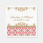 Hot roze en gouden Marokkaanse bruiloft Servetten (Voorkant)