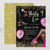 Hot roze en gouden sneaker bal 39 verjaardag kaart (Voorkant / Achterkant)