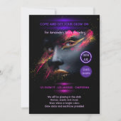 Hot-roze en goudgloed in de donkerneonpartij kaart (Voorkant)