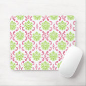 Hot-roze en Green Damask Muismat (Met muis)