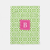 Hot-roze en Green Trellis | Fleece Blanket Deken (Voorkant)