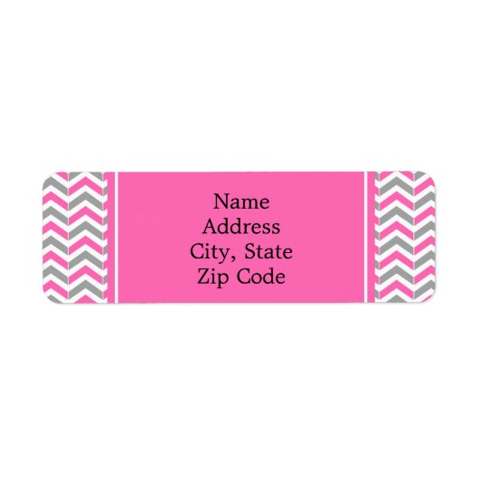 Hot-roze en grijze Chevron Pattern Etiket (Voorkant)