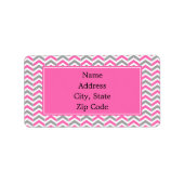 Hot-roze en grijze Chevron Pattern Etiket (Voorkant)