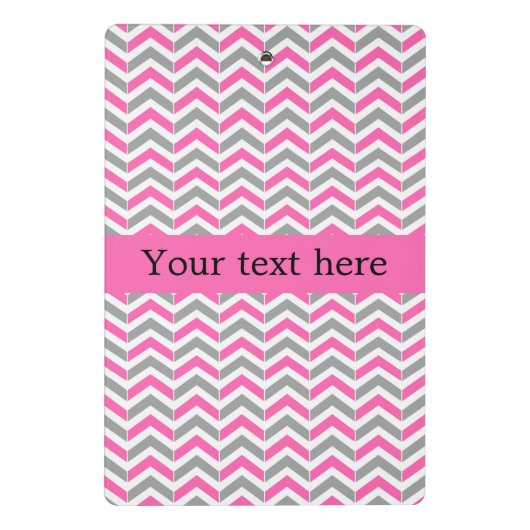 Hot-roze en grijze Chevron Pattern Mini Klembord (Achterkant)