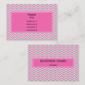 Hot-roze en grijze Chevron Pattern Visitekaartje (Voorkant / Achterkant)