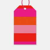 Hot-roze en heldere Oranje strepen Cadeaulabel (Voorkant)